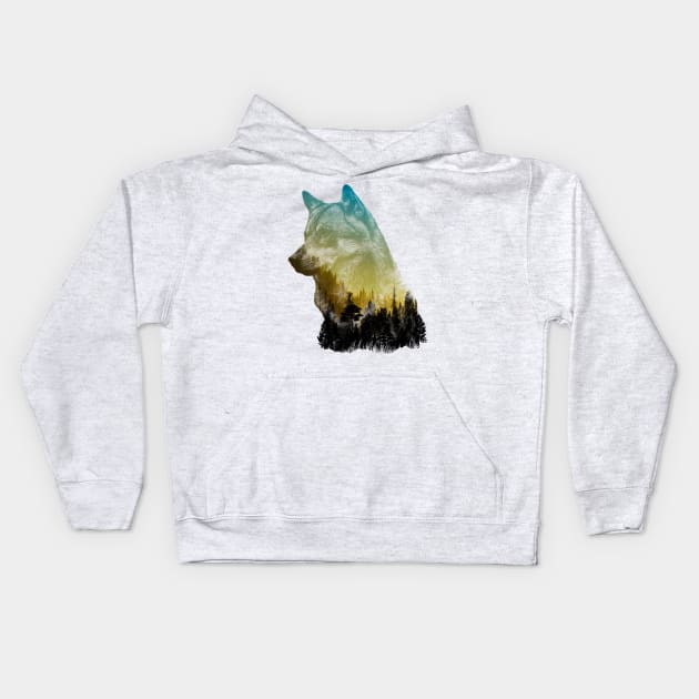 Wolf lover mountain Kids Hoodie by PrettyPittieShop